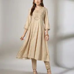 Women Printed Flared Kurta with Embroidered Yoke-image-2