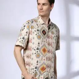 Men Aztec Print Relaxed Fit Shirt-image-45