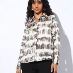 Printed Satin Shirt with Patch Pocket-image-54