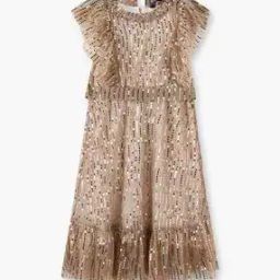 Girls Sequin Embellished A-Line Dress-8