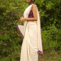 Women Cotton Saree with Tassels-image-3
