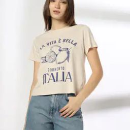 Women Italia Print Regular Fit Crew-Neck T-Shirt-image-3