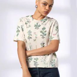 Women Floral Print Relaxed Fit Cotton Round-Neck T-Shirt-image-31