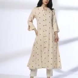Women Embroidered Flared Kurta with Insert Pocket-35