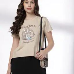 Women Graphic Print Regular Fit Cotton Round-Neck T-Shirt-image-81