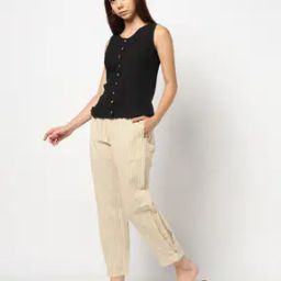 Women Striped Relaxed Fit Flat-Front Trousers-picture-40