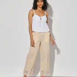Women Pants with Laced Hem-image-89