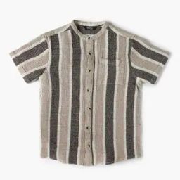 Boys Striped Regular Fit Shirt with Patch Pocket-image-31