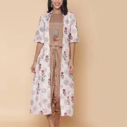 Printed Jacket with Top & Dhoti Pants-image-66