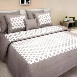 Geometric Print Double Bedsheet with 2 Pillow Covers TC 120-150-image-46