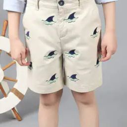 Boys Embroidered Regular Fit Flat-Front Shorts-image-95