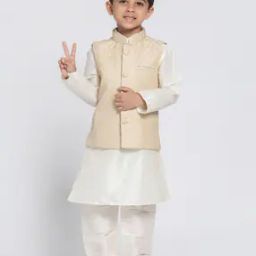 Kurta Pyjama Set with Nehru Jacket-image-3