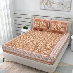 Floral Print Queen-Size Bedsheet With Pillow Covers-image-65
