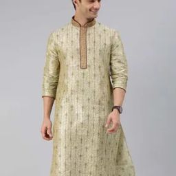 Men Floral Print Regular Fit Long Kurta-image-32