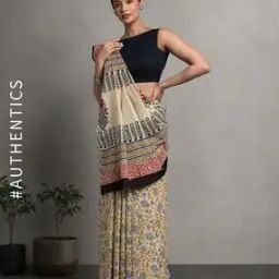 Handblock Bagru Print Cotton Saree-picture-5
