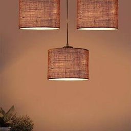 Jute Round Drum Cluster Hanging Lamp -image-1