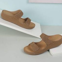 Women Embellished Slides with Stitch Detail-52