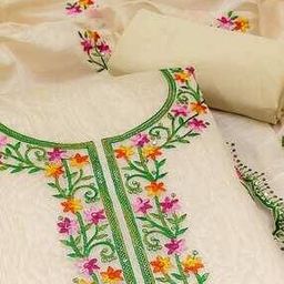 Women Floral Embroidered ChanderiUnstitched Dress Material-image-0