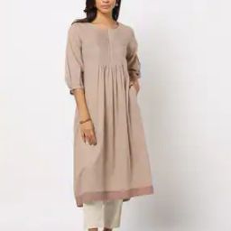 A-Line Kurta with Pleated Yoke-image-61