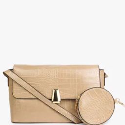 Croc-Embossed Sling Bag with Pouch-image-75