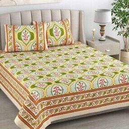 180 TC Floral Print King-Size Bedsheet with Pillow Covers-image-43