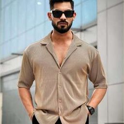 Cuban Collar Shirt with Short Sleeves-image-69