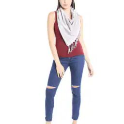 Checked Scarf with Fringes-45