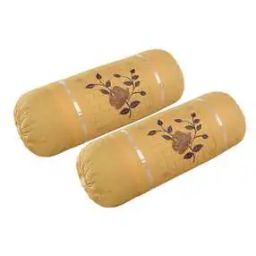 Set of 2 Floral Embroidered Bolster Pillow Covers 32" x 16"-14