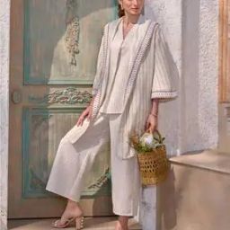 Women Striped 3-Piece Top & Pants Set with Jacket-picture-16