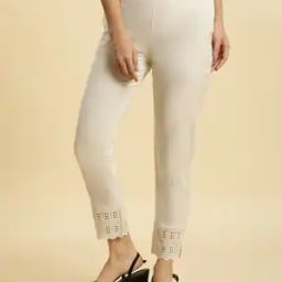 Women Straight Fit Pants with Lace Hem-picture-19