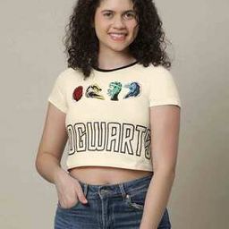 kidsville Girls  Typographic Print Loose Fit Round-Neck T-Shirt-picture-31