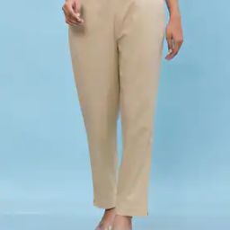 Women Relaxed Fit Flat-Front Pants-image-7