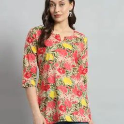 Women Floral Print Pure Cotton Straight Kurti-image-49
