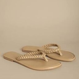 Braided Thong-Strap Flat Sandals-10