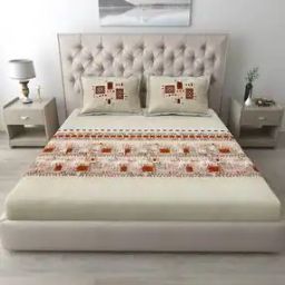 186 TC Geometric Print King-Size Bedsheet with Pillow Covers-45