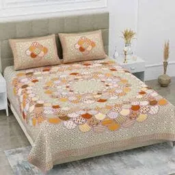 120 TC Printed Double Bedsheet with Pillow Covers-image-0