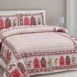 180 TC Floral Print King Size Bedsheet with 2 Pillow Covers-image-69