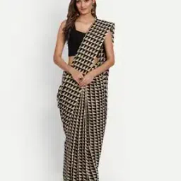 Geometric Print Pure Cotton Saree-image-6