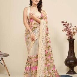 Women Embroidered Saree with Contrast Border-image-74