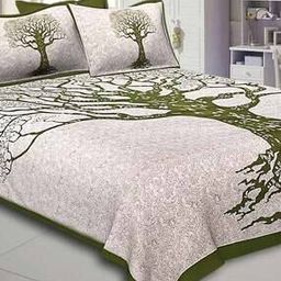 150 TC Leaf Print Double Bedsheet with Pillow Covers-image-59