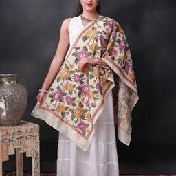 Women Floral Embroidered Kantha Stole-image-1