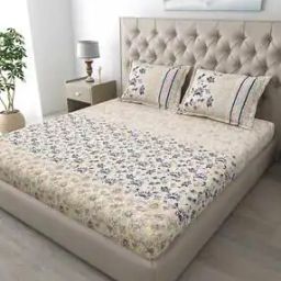 186 TC Floral Print King-Size Bedsheet with Pillow Covers-image-49