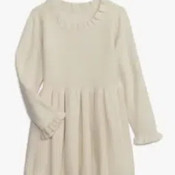 Girls Fit & Flare Sweater Dress with Ruffled-Neck-image-86