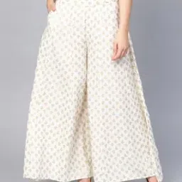 Leaf Print Flared Palazzos-picture-17