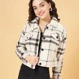 Women Checked Jacket with Bottom Closer -image-61