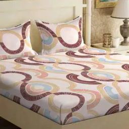 300 TC Geometric Print Super King-Size Bedsheet with Pillow Covers-32