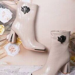 Women Croc-Embossed Mid-Calf Boots-image-2