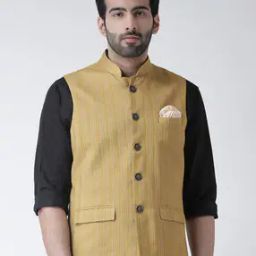 Sleeveless Nehru Jacket with Insert Pocket-14