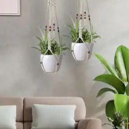 Set of 2 Twisted Macrame Plant Hangers-53