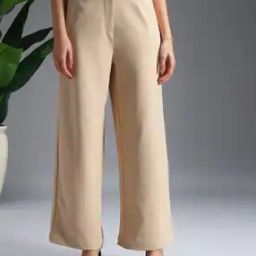 Women High-Rise Flat-Front Loose Fit Culotte Trousers-picture-52